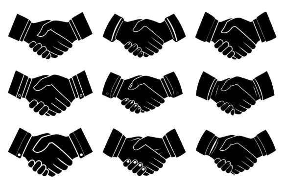 9 Handshake Silhouette Vector Bundle: Essential Graphics for Crafts