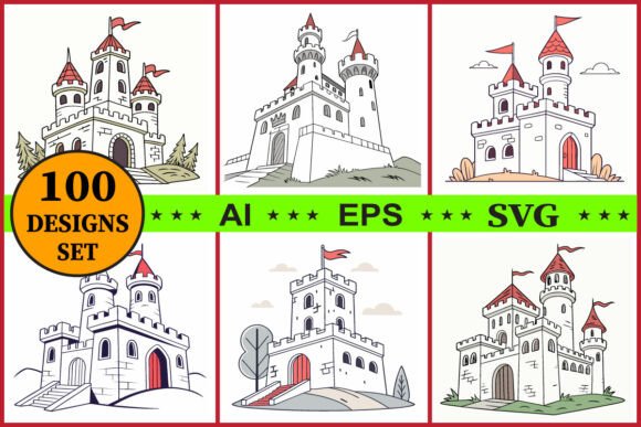 Castle Vector Illustration Bundle Set for Graphics and Illustrations