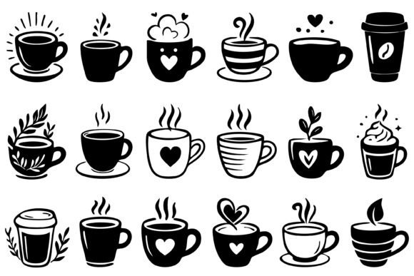 Coffee Cup Silhouette SVG PNG Clipart for Graphics and Illustrations