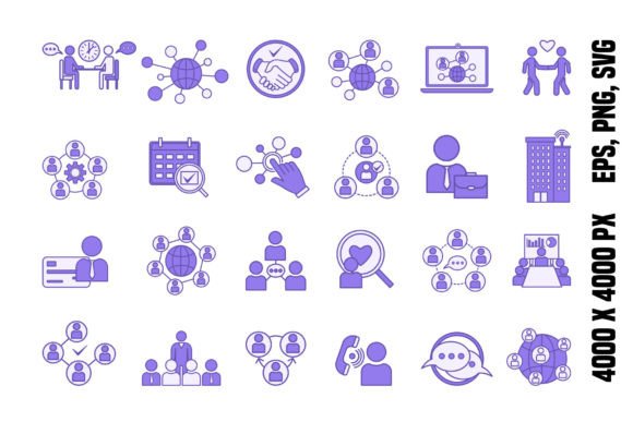 Colored Set of Networking Icons for Modern Graphics