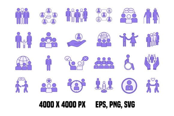 Colored Set of People Icons for Modern Graphics and Branding