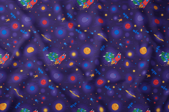 Cosmos Space Rocket Seamless Pattern for Modern Graphics and Patterns