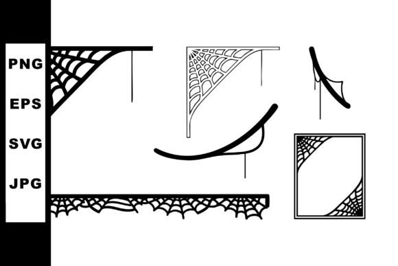 Decorative Black Spider Web Corner and B Graphics for Illustrations