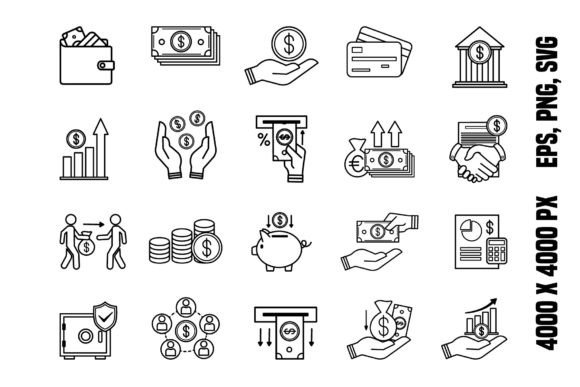 Finance Icons Set: Premium Graphics for Handmade Crafts