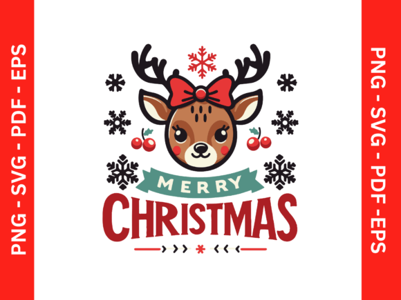 Merry Christmas Reindeer SVG: Graphics for T-Shirt Designs