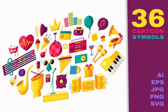 Music Party Cartoon Symbols: Vibrant Graphics & Illustrations Review