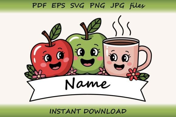 Personalized Apple Coffee Friends Graphics for Modern Illustrations