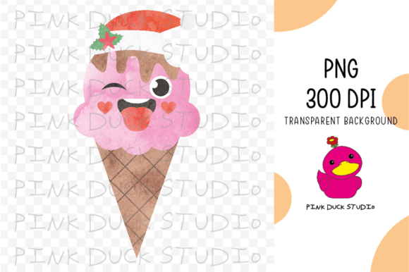 Watercolor Ice Cream Christmas in July Graphics for Crafts