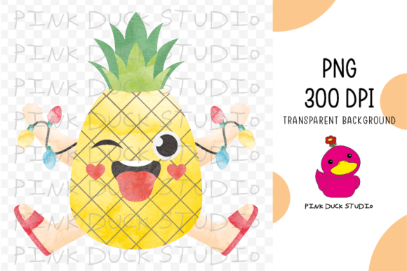 Watercolor Pineapple Christmas in July Graphics for Crafts