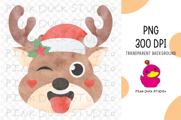 Watercolor Reindeer Christmas in July Graphics for Crafts