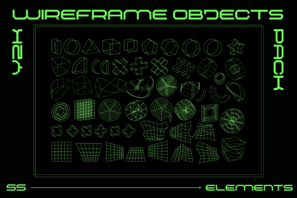 Y2K Wireframe Futuristic Objects